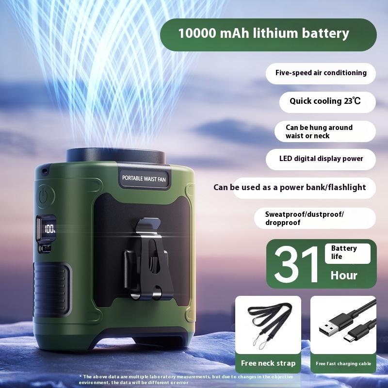 Waist Hanging Fan Portable Summer Heat Relieving Construction Site Charging Refrigeration Endurance - Image 8