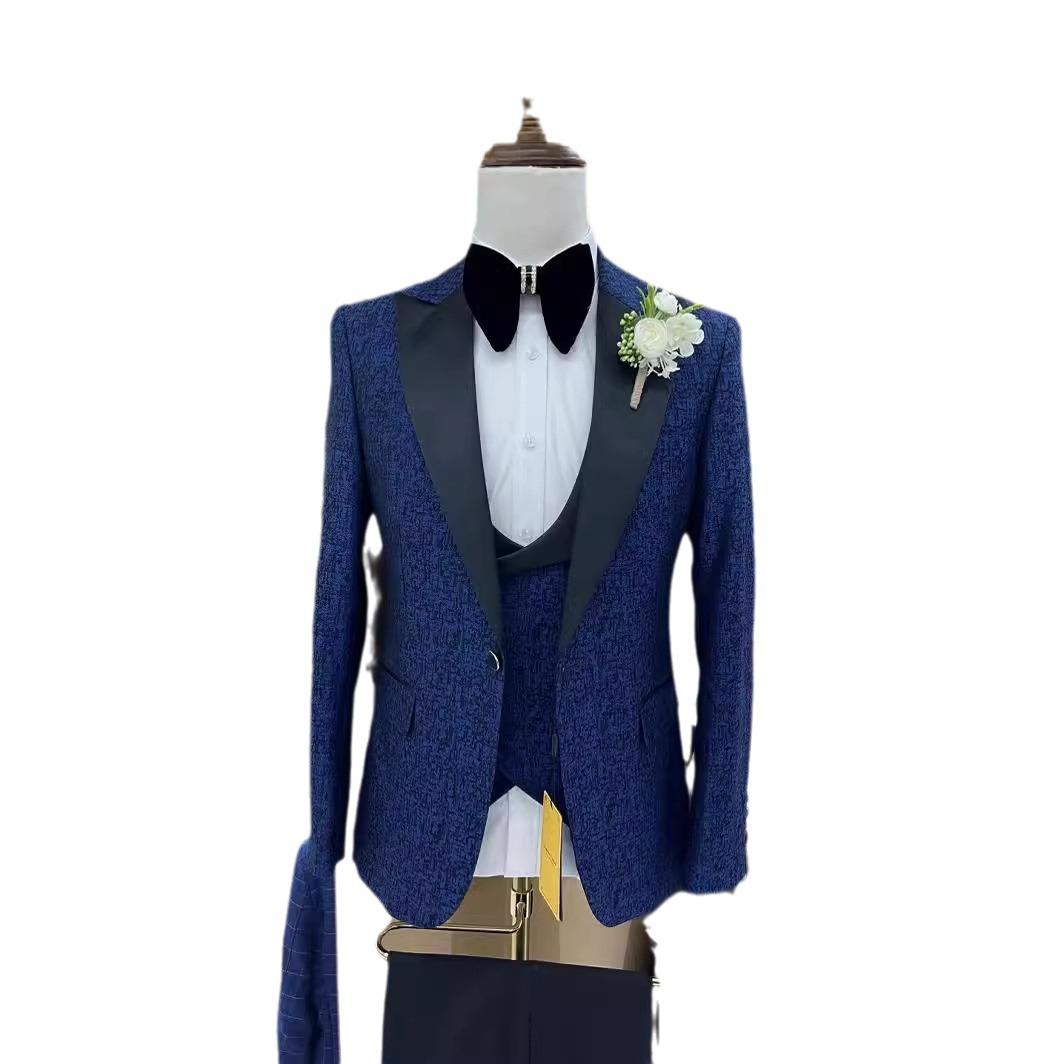 Jacquard Men's Wedding Casual Host Suit 3-piece Set - Image 6