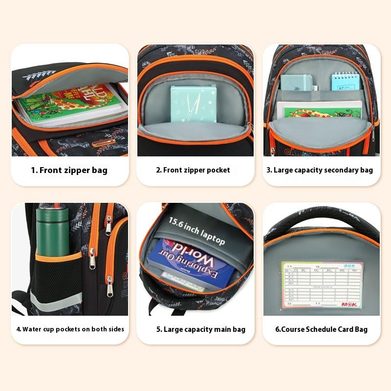 Primary School Student Schoolbag Boys Stylish And Lightweight Grade 1-3 Children Backpack - Image 3