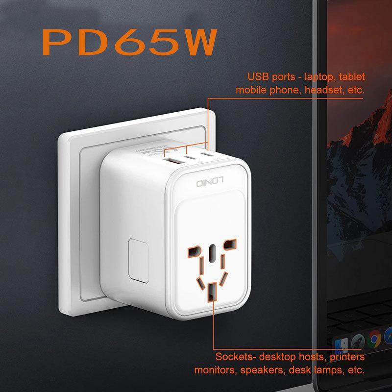 Gallium Nitride PD65W Fast Charging Head Abroad Travel Plug Converter - Image 3
