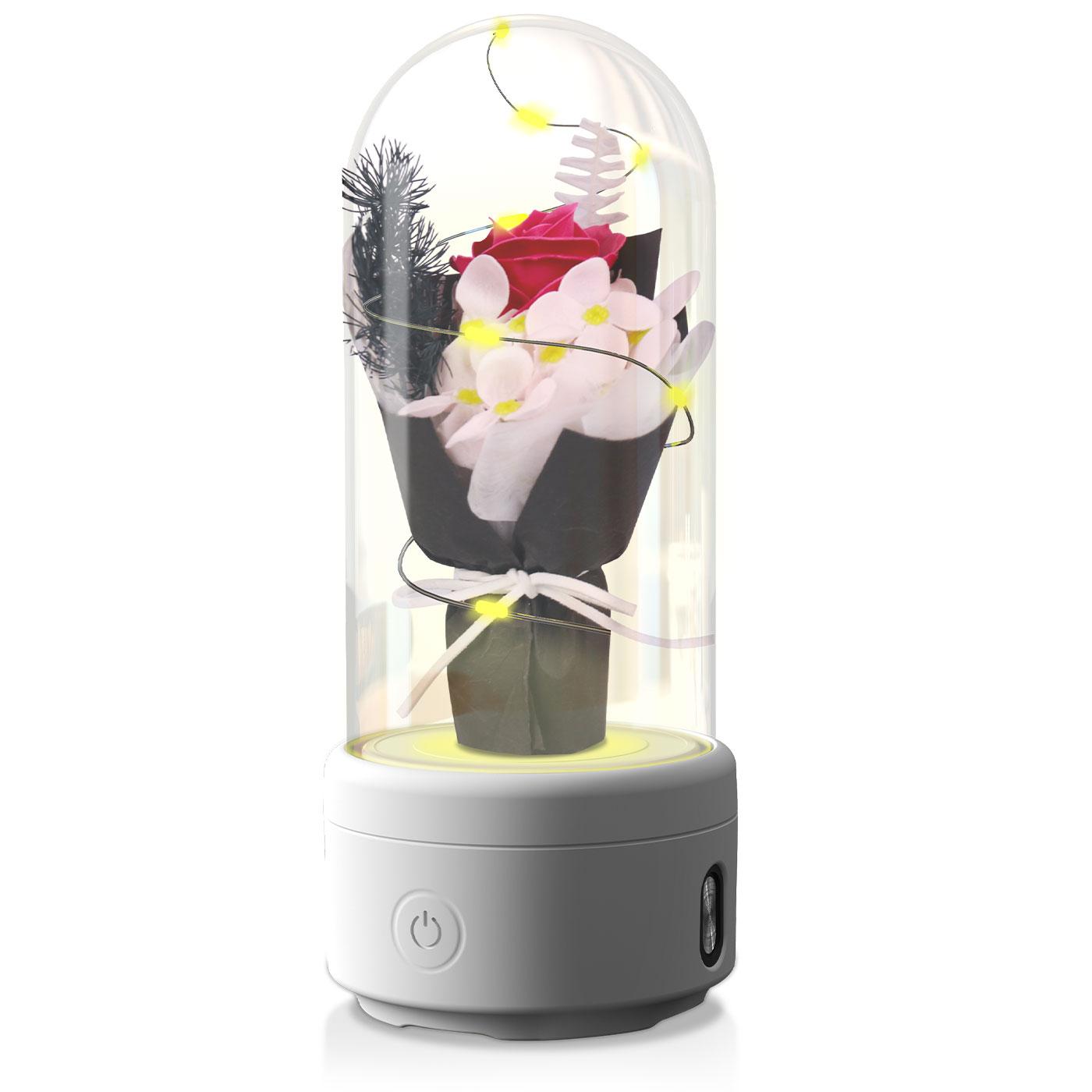 Creative 2 In 1 Bouquet LED Light And Bluetooth-compatible Speaker Mother's Day Gift Rose Luminous Night Light Ornament In Glass Cover - Image 9