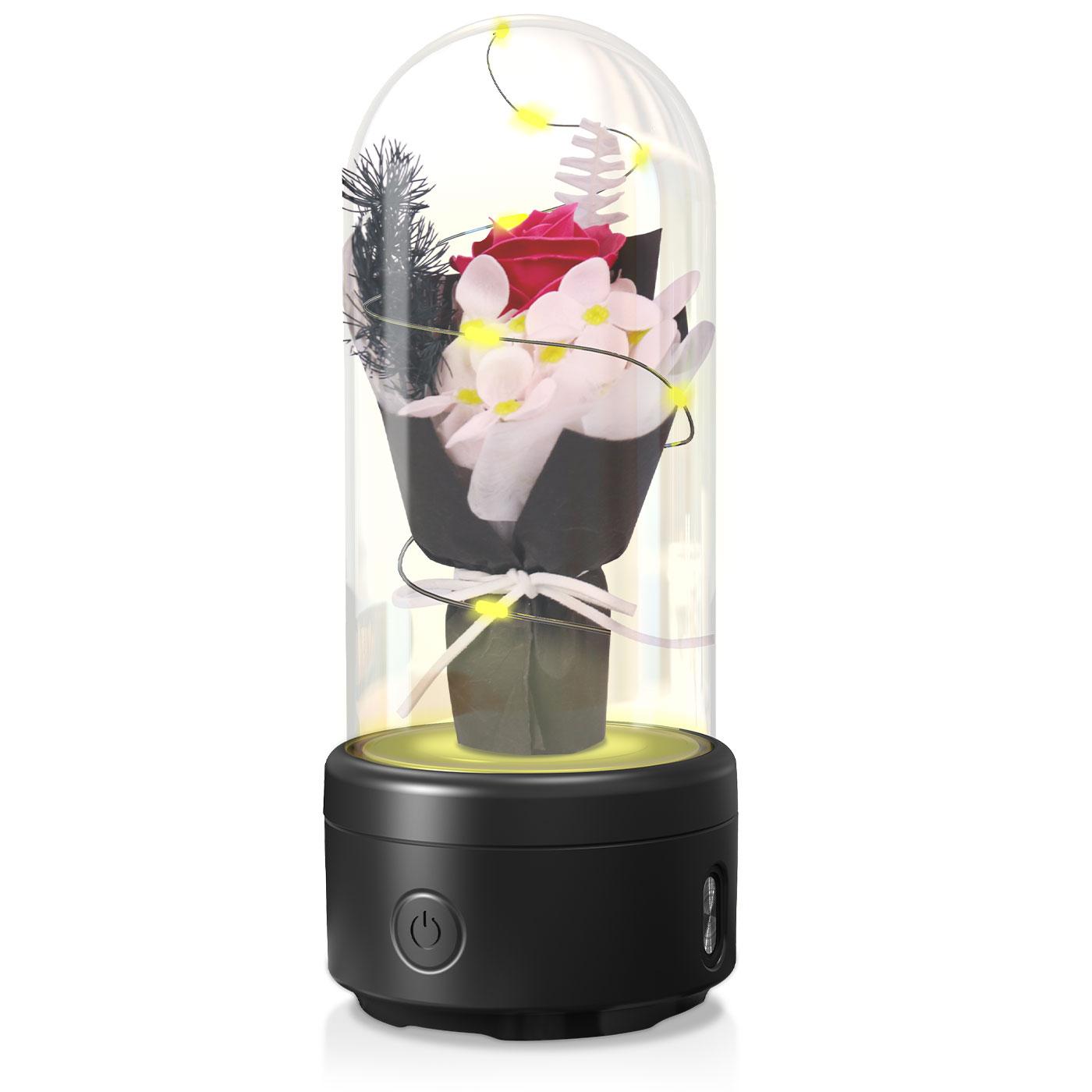 Creative 2 In 1 Bouquet LED Light And Bluetooth-compatible Speaker Mother's Day Gift Rose Luminous Night Light Ornament In Glass Cover - Image 10